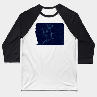 Japanese Geisha - Blue Baseball T-Shirt